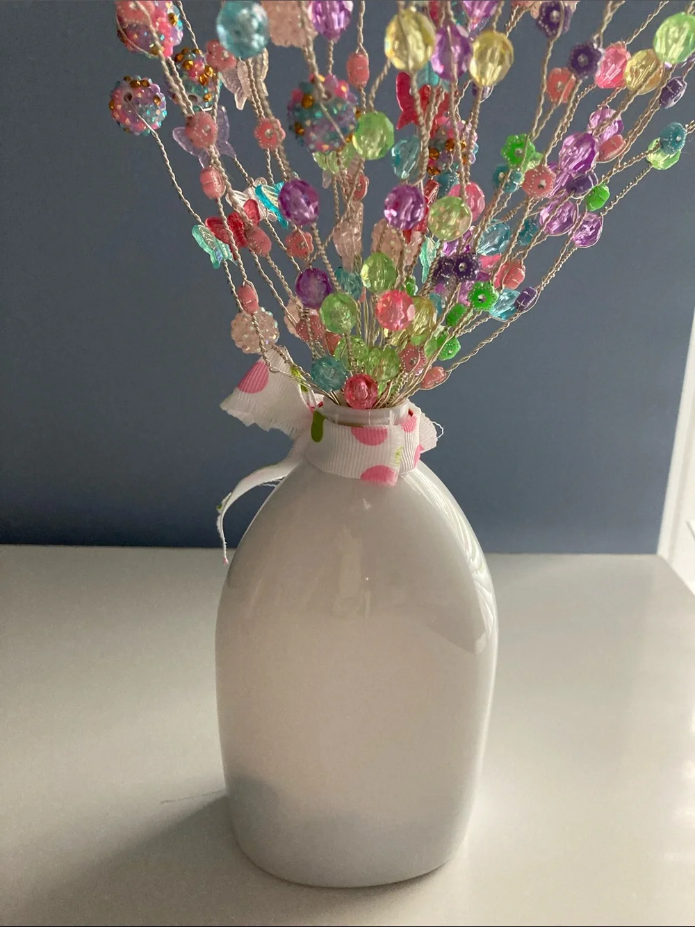 HANDMADE BOUQUET COTTAGE STYLE BUTTERFLIES BEADS MULTICOLOR PINK PURPLE NEW